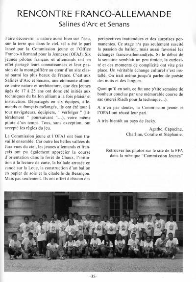 Bericht über das erste DFJW-Ballonjugendlager in der Aéronote, der Zeitschrift des französischen Ballonverbandes.